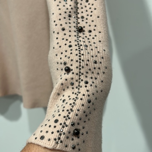 Vila Milano Pink Long sleeve wool blend sparkle embellished sleeve sweater large - Picture 2 of 7